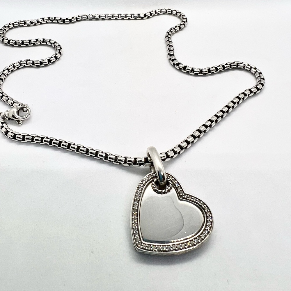 David Yurman Heart Pendant Enhancer Necklace With Diamonds